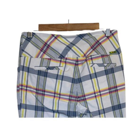 Swing Golf Control Ankle Pant Women 8 White Neon Plaid Stretch Outdoor Masters - Picture 6 of 11